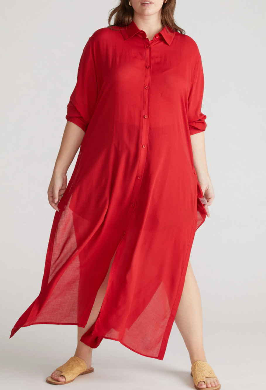 New Universal Standard Nailah Tunic button up maxi shirt dress Size XL Preppy